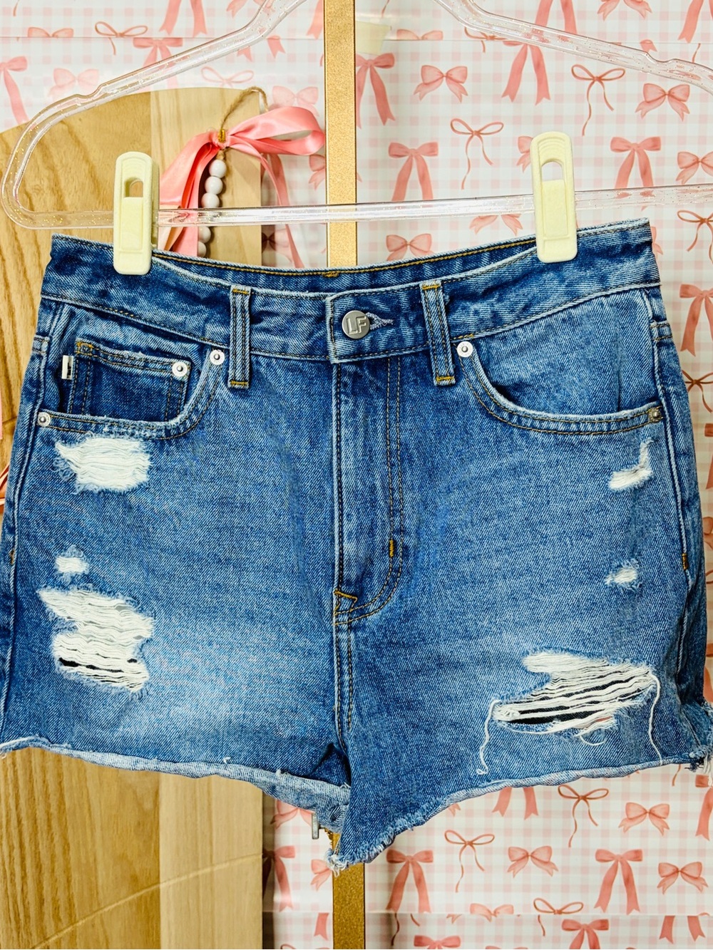 LF Lovers & Friends Jack High Rise Cut Offs Distressed Denim Shorts